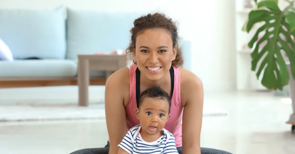 nanny sitting with young boy