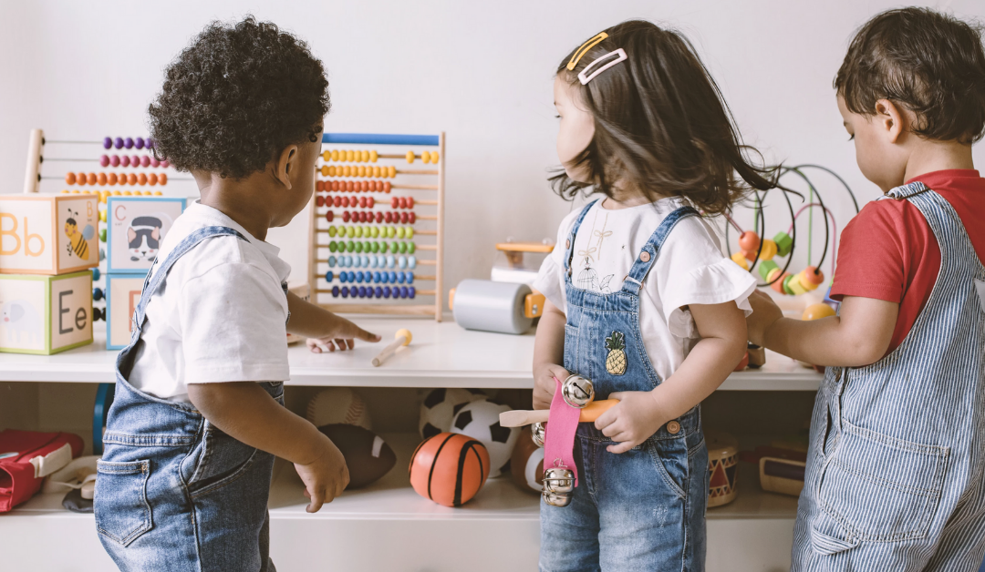 three children playing