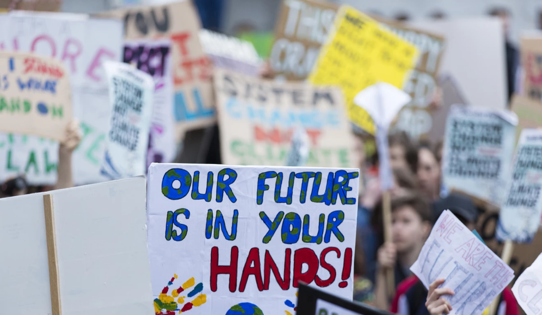 sign that says 'our future is in your hands'