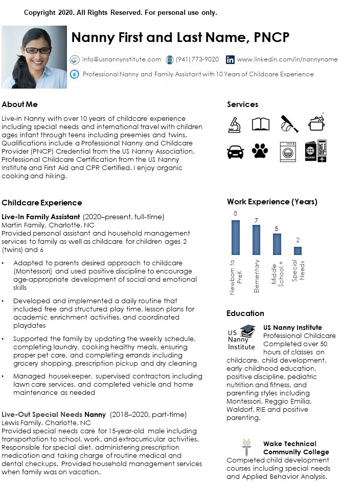 Nanny Resume page 1