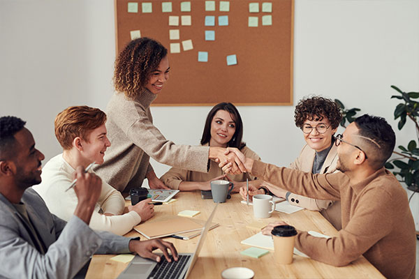 agency owners having coffee