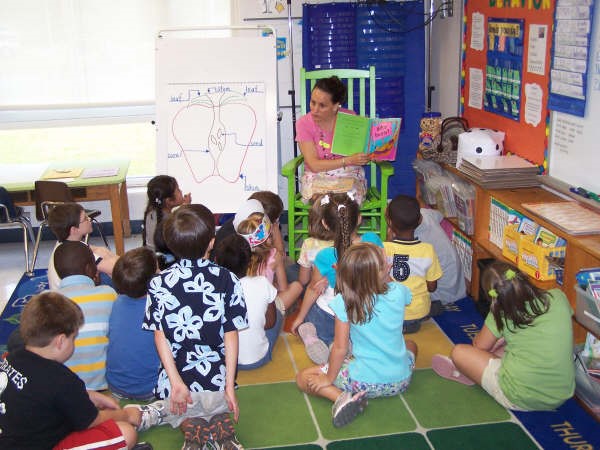 children listening to story