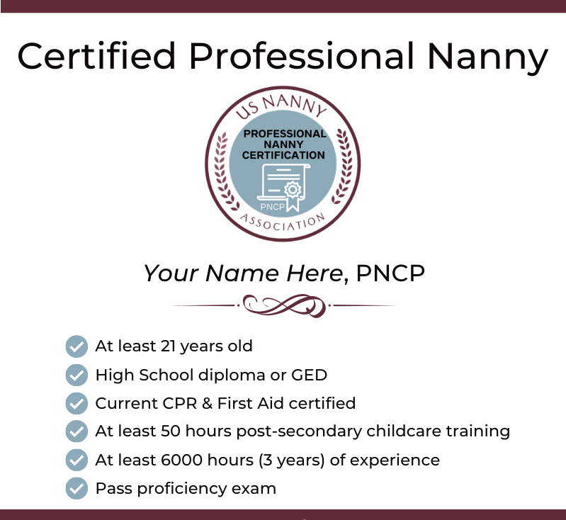 certified professional nanny logo with option to add your name